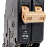 Eaton CHF220 Series 20A DP Circuit Breaker, Black, 20 Amp Plug-In-0
