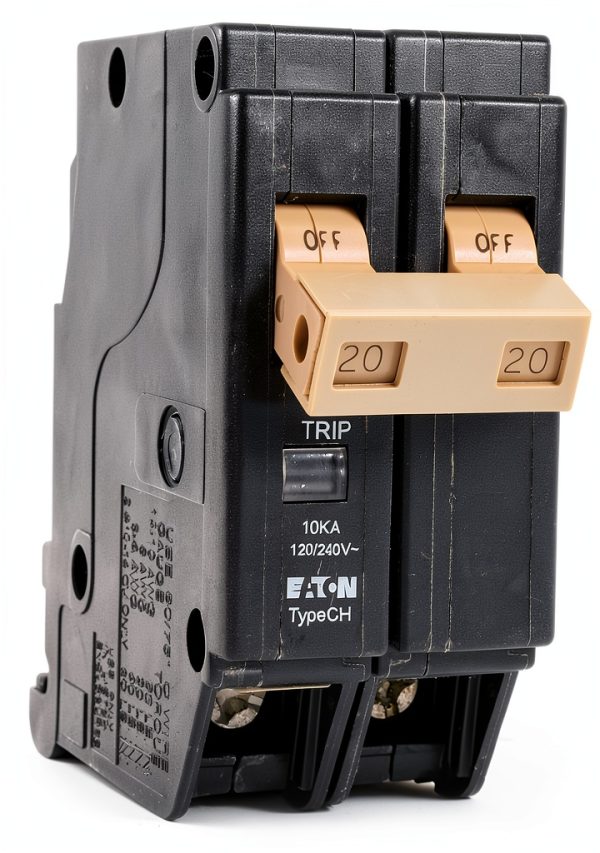 Eaton CHF220 Series 20A DP Circuit Breaker, Black, 20 Amp Plug-In-0
