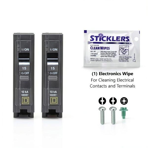 Genuine Square D QO115 QO 15 Amp Circuit Breaker Kit (2 Pack), Single Pole, 15A, 120V, 10kAIC, Plug-in for QO Load Centers & Panel Box, Visi-Trip, New Replacement-4